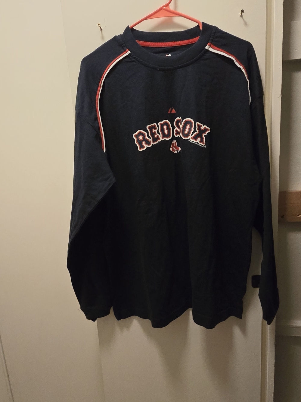 Y2K Majestic Boston Red Sox Embroidered Long Sleeve Batting Practice Jersey L
